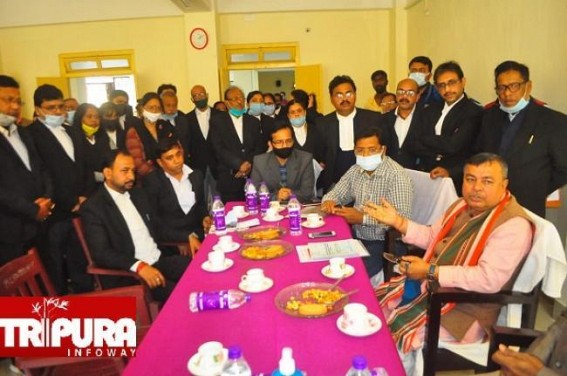 Minister Ratanlal Nath starts upgrading relation with Bar Association after Cabinet Reshuffling News : Held Tea-Talks at Court , Assured Land Allotment, Infrastructure Minister Ratanlal Nath starts upgrading relation with Bar Association after Cabinet Reshuffling News : Held Tea-Talks at Court , Assured Land Allotment, Infrastructure